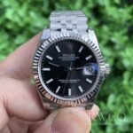 Rolex Datejust Eye Catching Replica Watch Silver Strap Black Dial