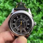 Patek Philippe Grand Complications Replica Watch Black With Yellow Accents Strap Black Dial