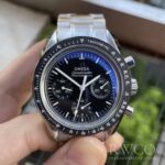 Omega Speedmaster Exclusive Replica Watch Silver Strap Black Dial