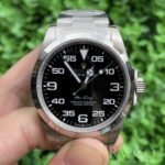 Rolex Air King Replica Watch Silver Strap Black Dial