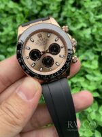 Rolex Daytona Luxurious Replica Watch Black Strap Gold Dial