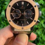 Hublot Big Bang Luxurious Replica Watch Black Strap Black Dial Gold Bezel