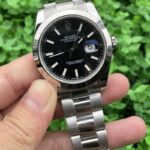 Rolex Datejust Stunning Replica Watch Silver Strap Black Dial