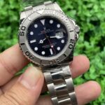 Rolex Yacht Master Luxurious Replica Watch Silver Strap Black Dial