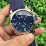 Panerai Seagull Replica Watch Blue Strap Metallic Dial