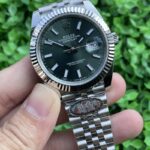 Rolex Datejust Classy Replica Watch Silver Strap Black Dial