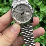 Rolex Datejust Stylish Replica Watch Silver Strap Black Dial