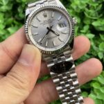 Rolex Datejust Dazzling Replica Watch Silver Strap Black Dial