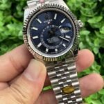 Rolex Sky Dweller Luxurious Replica Watch Silver Strap Black Dial