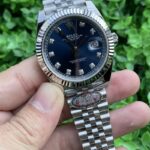 Rolex Datejust Divine Replica Watch Silver Strap Black Dial
