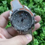 Omega Seamaster 600m Eye Catching Replica Watch Orange Strap Silver Dial