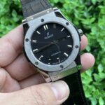 Hublot Classic Fusion Luxurious Replica Watch Black Strap Silver Dial