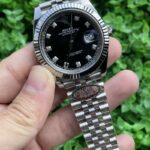 Rolex Datejust Extravagant Replica Watch Silver Strap Black Dial
