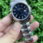 Rolex Datejust Splendid Replica Watch Silver Strap Black Dial