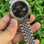 Rolex Datejust Fancy Replica Watch Silver Strap Black Dial