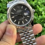 Rolex Datejust High-end Replica Watch Silver Strap Black Dial