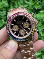 Rolex Daytona Exclusive Replica Watch Rose Gold Strap Black Dial - immagine 2