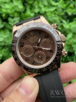 Rolex Daytona Glamorous Replica Watch Rose Gold Strap Black Dial - Imagen 2