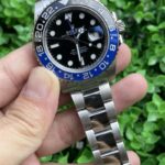 Rolex GMT Master Batman Luxurious Replica Watch Silver Strap Black Dial