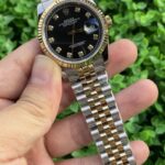 Rolex Datejust Impeccable Replica Watch Silver Strap Black Dial