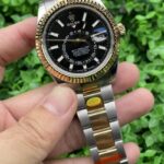 Rolex Sky Dweller Replica Watch Silver Strap Gold Dial
