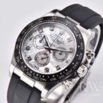 Rolex Daytona Exclusive Replica Watch Black Strap Silver Dial