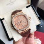 Patek Philippe Nautilus Lady Replica Watch Brown Strap Rose Gold Dial - Imagen 4