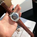 Patek Philippe Nautilus Stunning Replica Watch Brown Strap White Dial - immagine 5