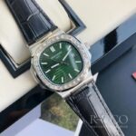 Patek Philippe Nautilus Stunning Replica Watch Black Strap White Dial - immagine 2