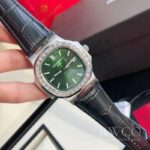 Patek Philippe Nautilus Stunning Replica Watch Black Strap White Dial - immagine 5