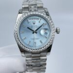 Rolex Day Date Classy Replica Watch Silver Strap Silver Dial