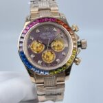 Rolex Rainbow Daytona Replica Watch Rose Gold Strap Rose Gold Dial