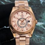 Rolex Sky Dweller Exclusive Replica Watch Rose Gold Strap Silver Dial