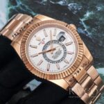 Rolex Sky Dweller Eye Catching Replica Watch Rose Gold Strap Silver Dial - Imagen 2