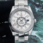 Rolex Sky Dweller Luxurious Replica Watch Light Strap Silver Dial