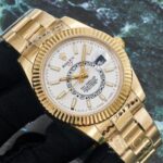 Rolex Sky Dweller Luxurious Replica Watch Gold Strap Silver Dial - immagine 2
