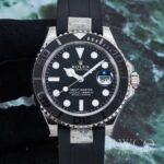 Rolex Yacht Master Glamorous Replica Watch Black Strap Silver Dial