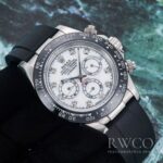 Rolex Daytona Dazzling Replica Watch Black Strap Silver Dial - Image 2
