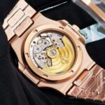 Patek Philippe Nautilus Luxurious Replica Watch Black Strap Gold Dial - immagine 5
