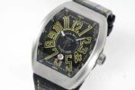 Franck Muller Vanguard Luxurious Replica Watch Black Strap Silver Dial
