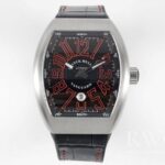 Franck Muller Vanguard Stunning Replica Watch Black Strap Silver Dial