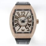 Franck Muller Yachting V45 Replica Watch Black Strap Gold Dial