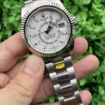 Rolex Sky Dweller Stunning Replica Watch Silver Strap Black Dial