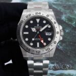 Rolex Explorer Luxurious Replica Watch Black Strap Silver Dial