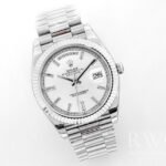 Rolex Day Date Stylish Replica Watch Silver Strap Silver Dial