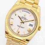 Rolex Day Date Replica Watch Gold Transparent Strap Gold Dial