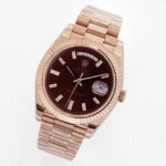 Rolex Day Date Replica Watch Light Strap Rose Gold Dial