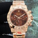 Rolex Daytona Replica Watch Black Strap Rose Gold And Silver Dial