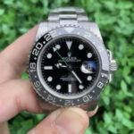Rolex GMT MASTER II Eye Catching Replica Watch Silver Strap Black Dial